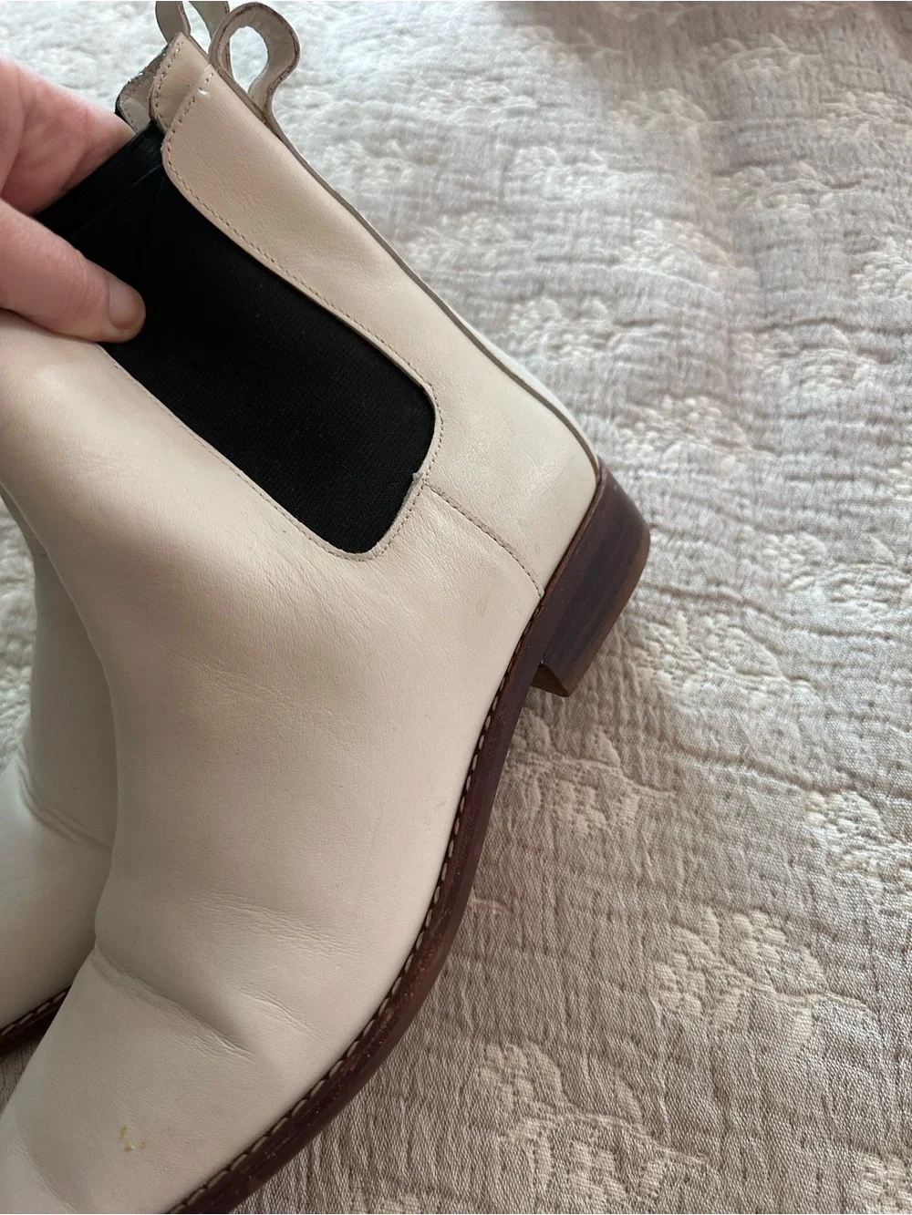 I.Crew White Boots with Black Elastic Panels